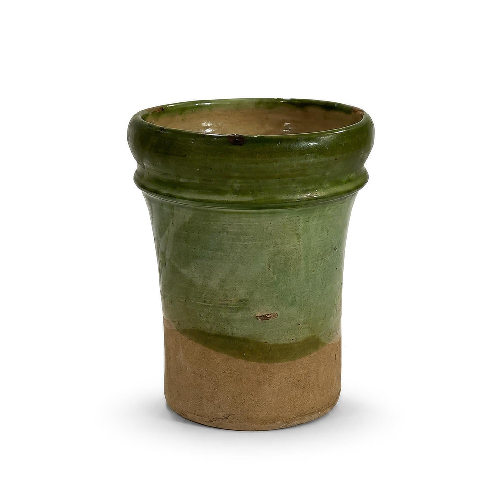 19th Century Antique Puglian Green Glazed Terracotta Preserve Vessel — image 6