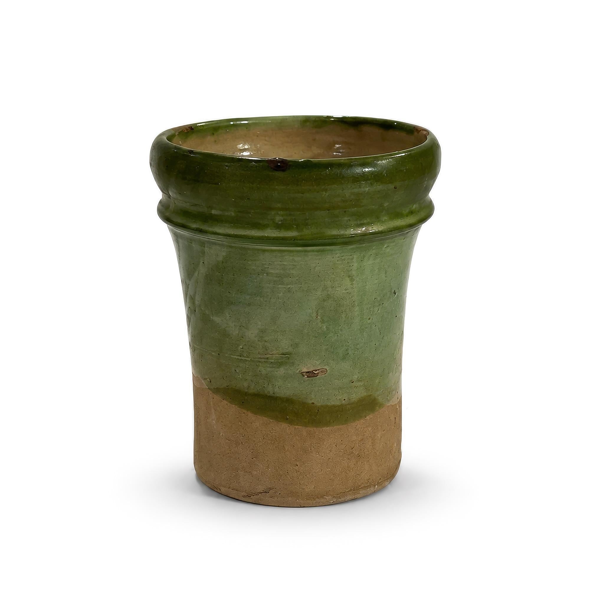 19th Century Antique Puglian Green Glazed Terracotta Preserve Vessel — image 6