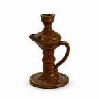 Antique 19th Century Puglian Brown Glazed Terracotta Lucerna Oil Lamp — image 3