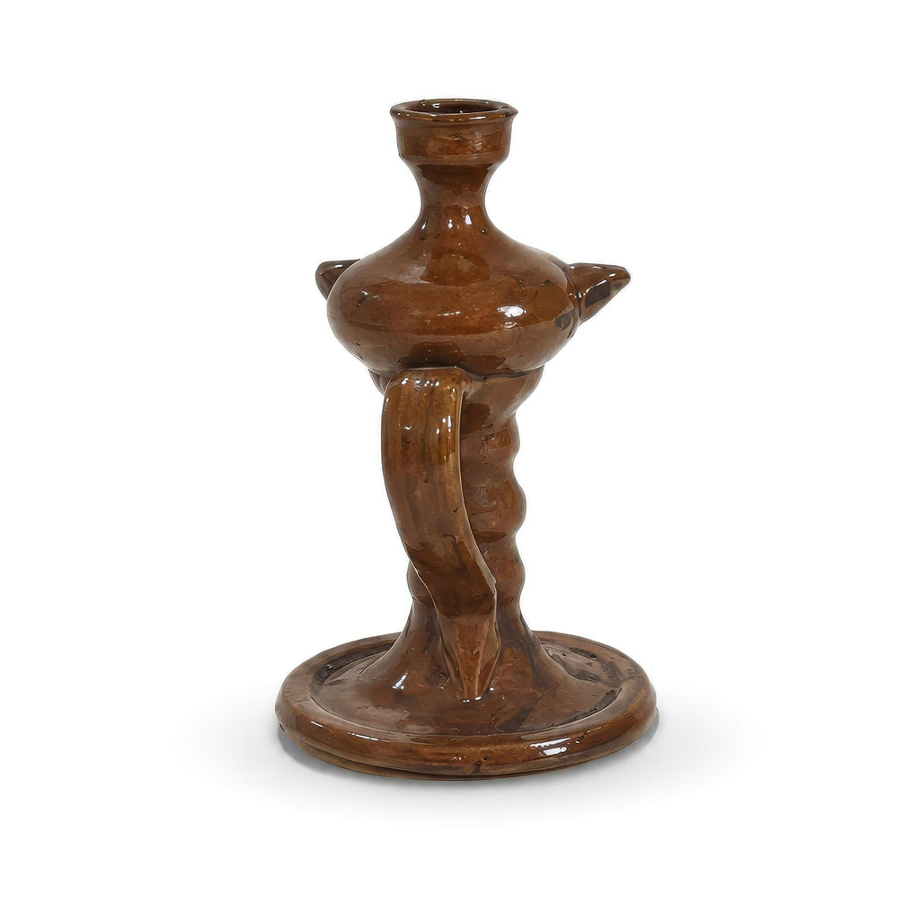 Antique 19th Century Puglian Brown Glazed Terracotta Lucerna Oil Lamp — image 4