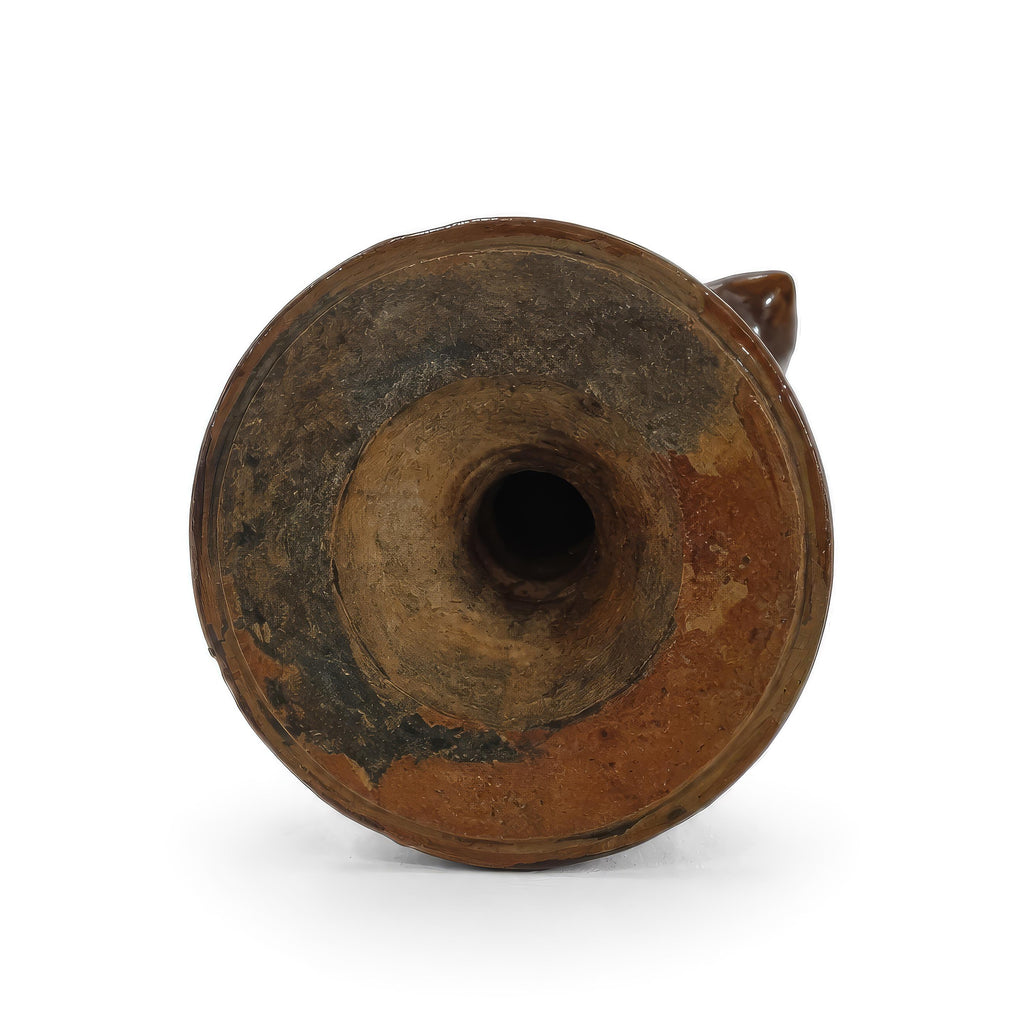Antique 19th Century Puglian Brown Glazed Terracotta Lucerna Oil Lamp — image 6