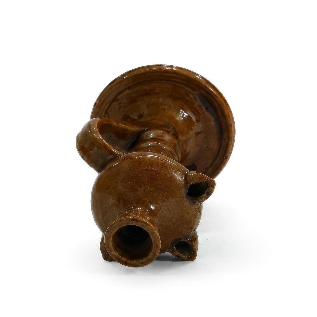Antique 19th Century Puglian Brown Glazed Terracotta Lucerna Oil Lamp — image 7