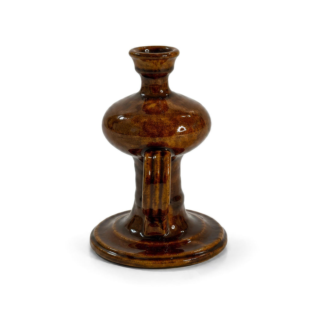 19th Century Puglian Brown Glazed Terracotta Single-Spout Oil Lamp — image 5