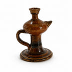 19th Century Puglian Brown Glazed Terracotta Single-Spout Oil Lamp — image 6