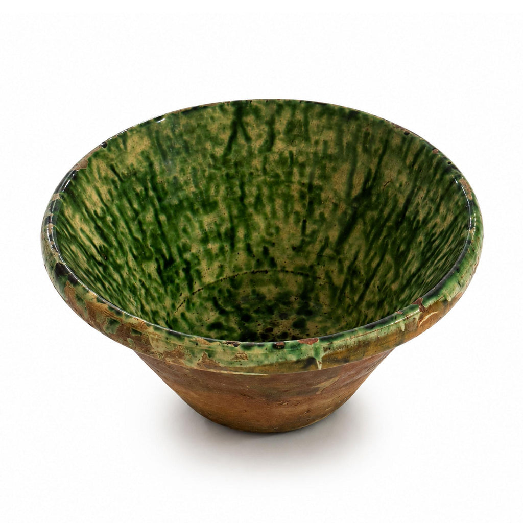 Antique Terracotta Passata Bowl, Green Splatter Glaze, Puglia, 1880 — image 2