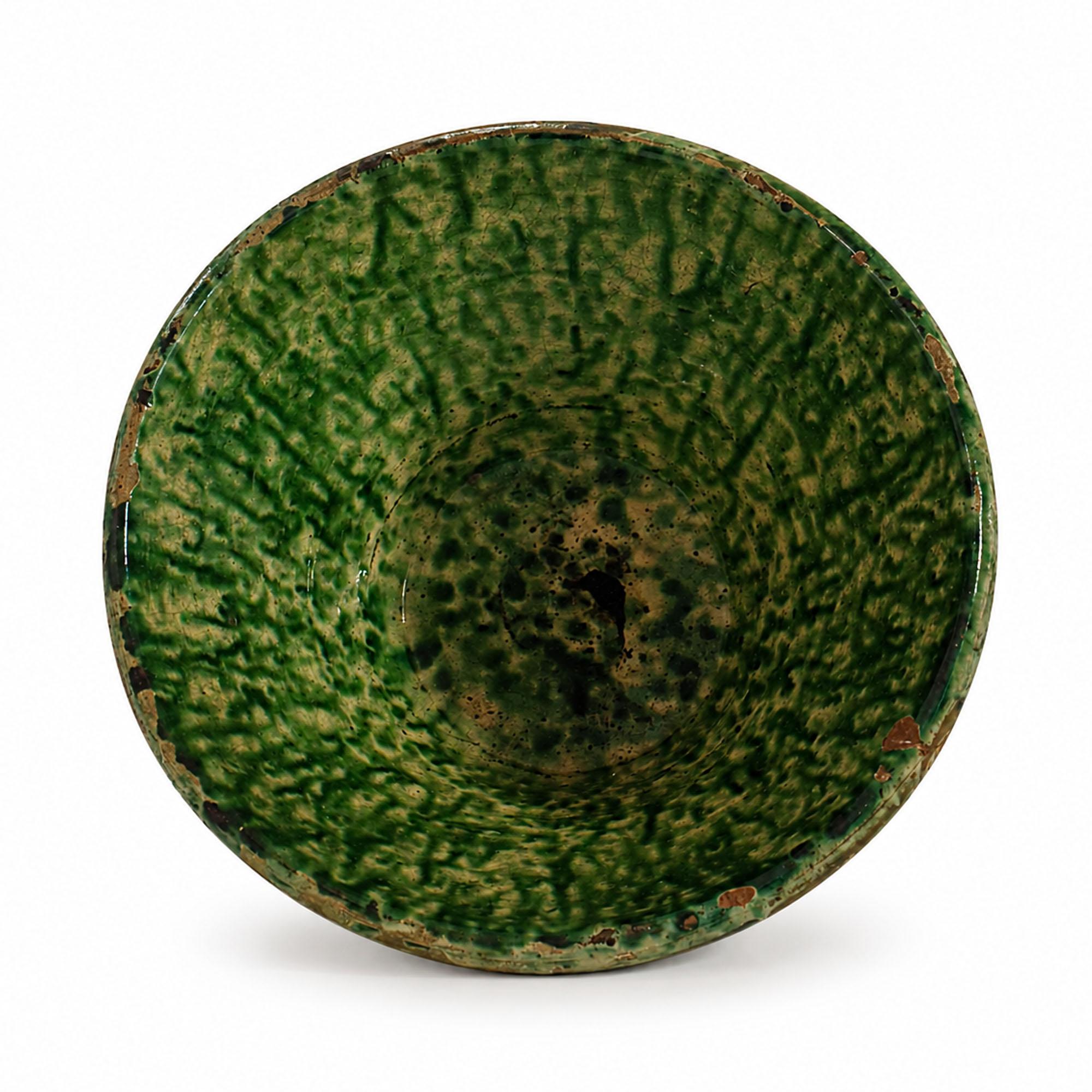 Antique Terracotta Passata Bowl, Green Splatter Glaze, Puglia, 1880 — image 3