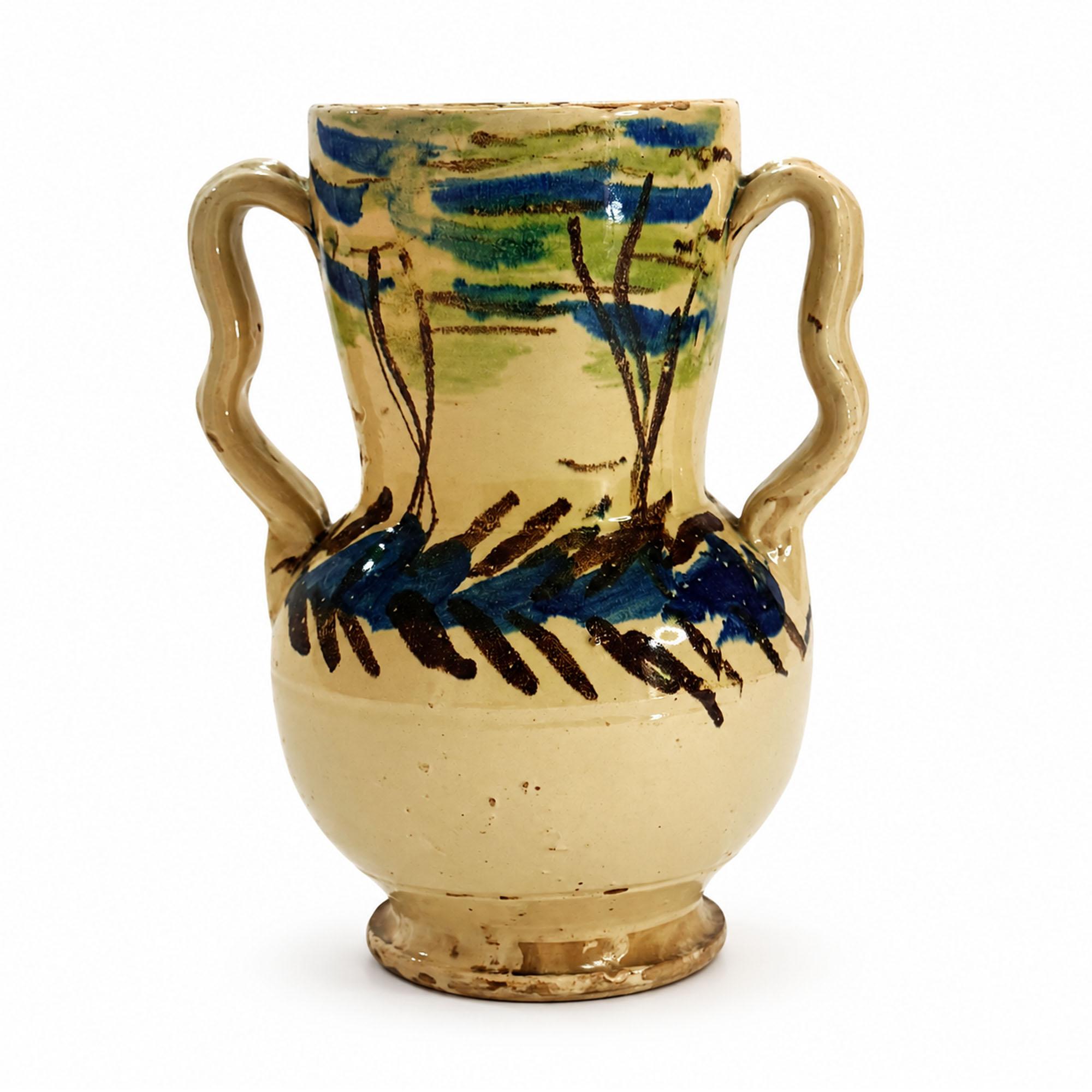 Antique Puglian Terracotta Amphora, Hand-Painted, 1880 — image 2