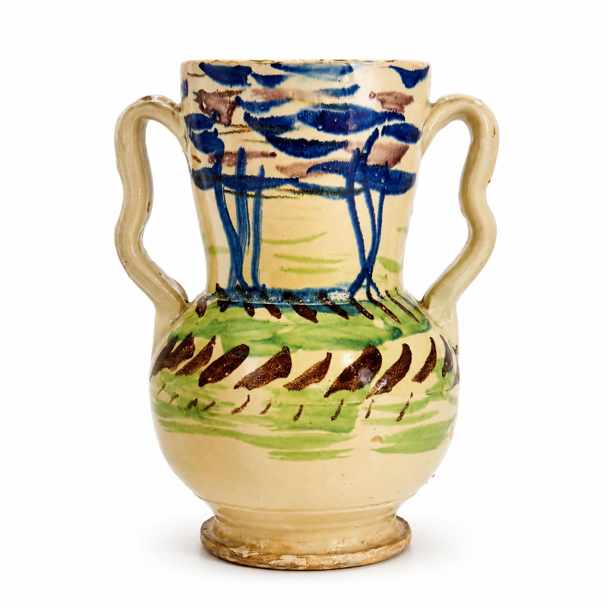 Antique Puglian Terracotta Amphora, Hand-Painted, 1880 — image 4