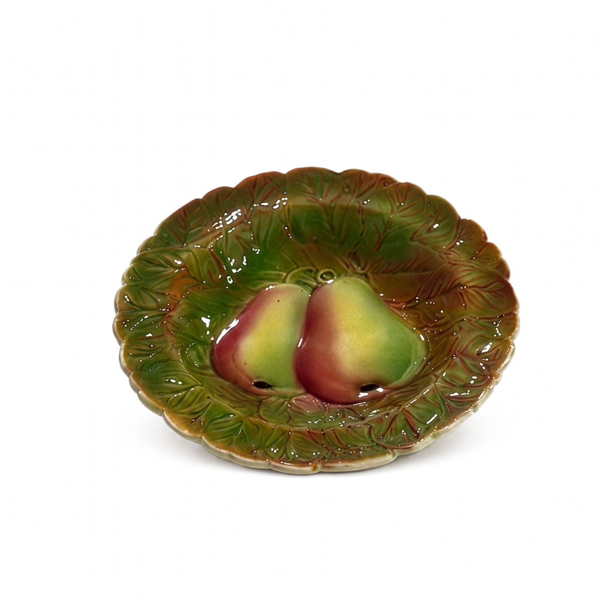 French Majolica Fruit Plates by Sarreguemines, Circa 1890
