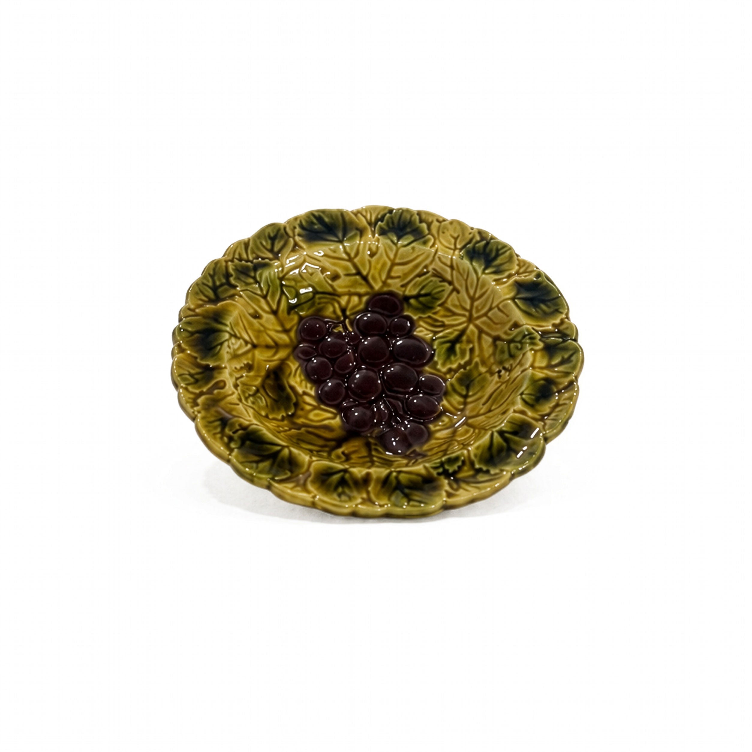French Majolica Fruit Plates by Sarreguemines, Circa 1890