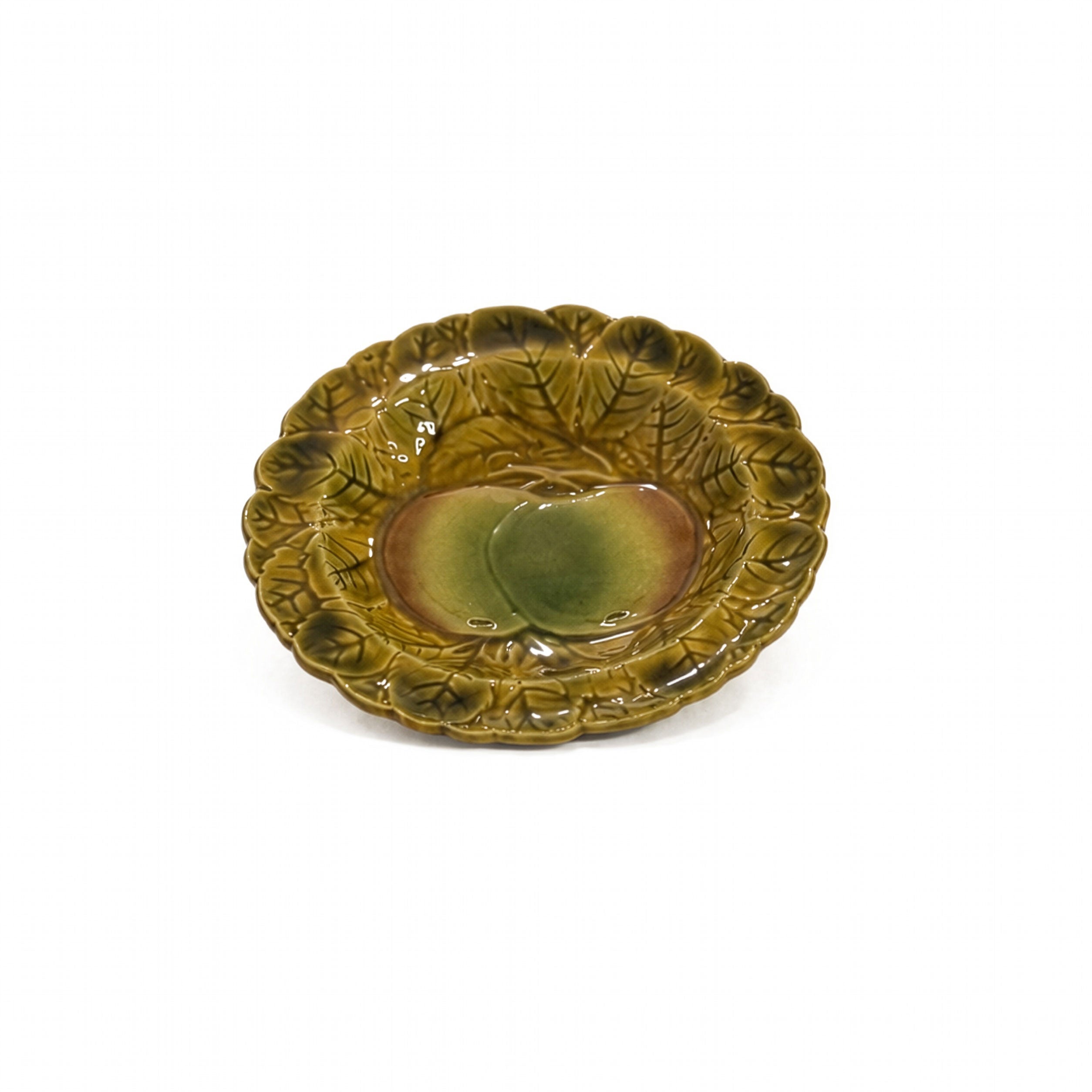 French Majolica Fruit Plates by Sarreguemines, Circa 1890