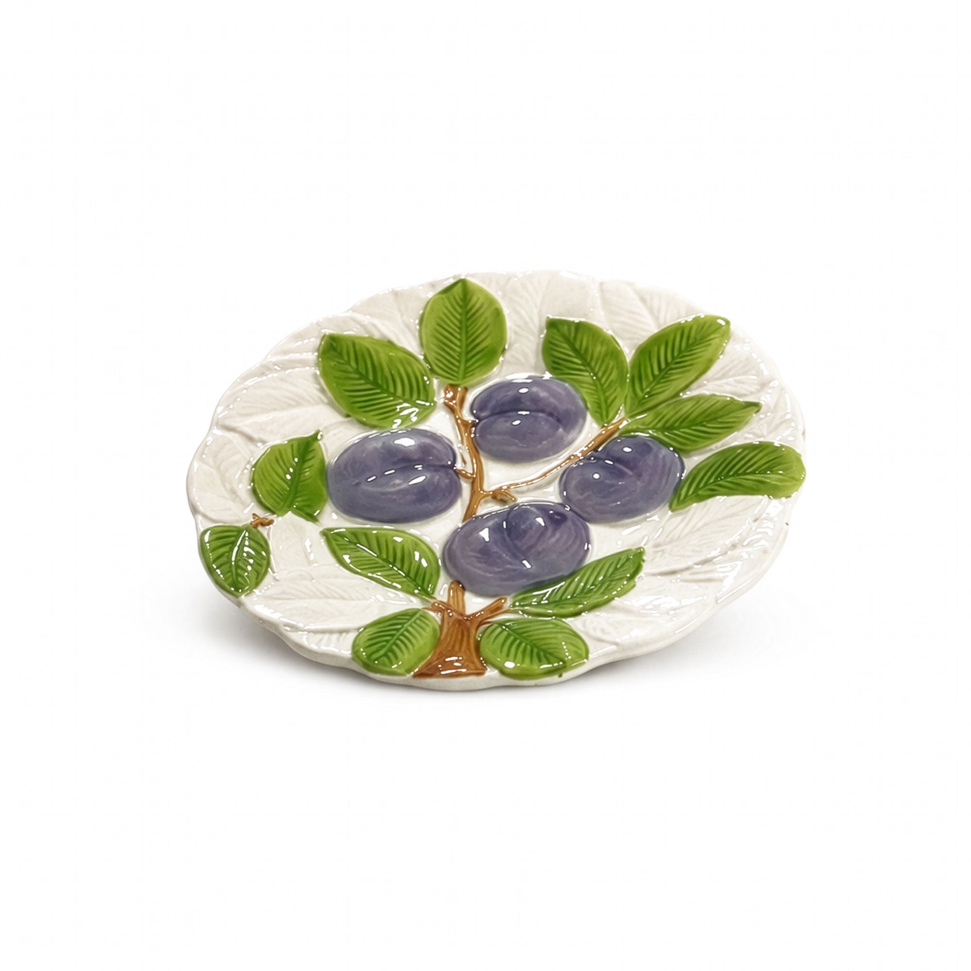 Italian Majolica Fruit Plates, Set of Five, Circa 1960s–1970s
