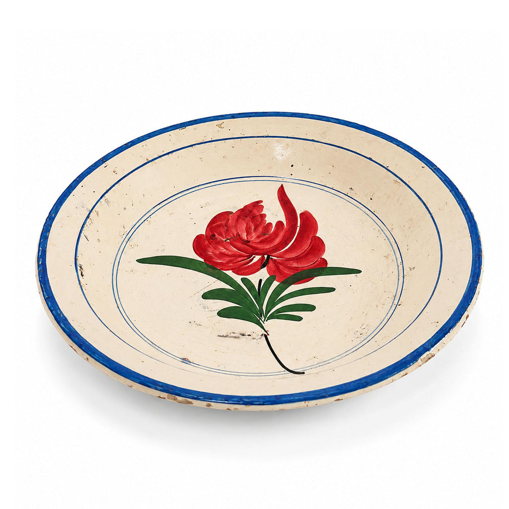 19th Century Puglian Large Glazed Terracotta Serving Platter with Hand-Painted R — image 6