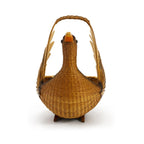Vintage Chinese Handwoven Wicker Swan Basket, Mid 20th Century — image 3