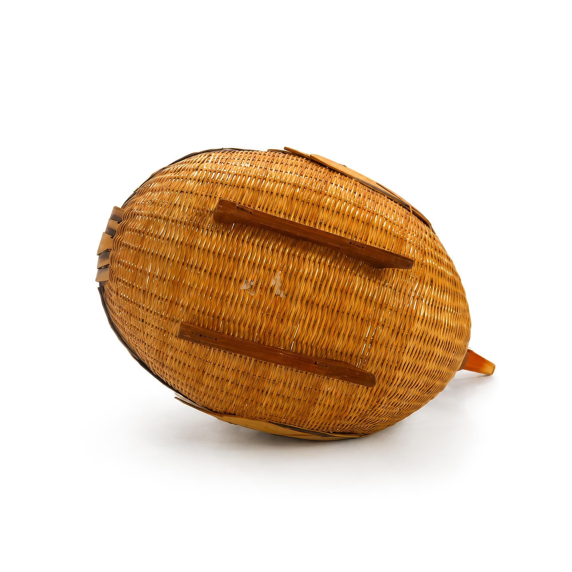 Vintage Chinese Handwoven Wicker Swan Basket, Mid 20th Century — image 6