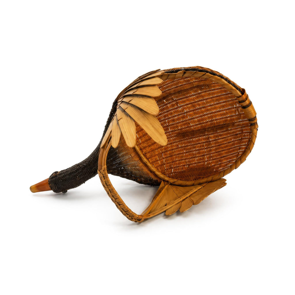 Vintage Chinese Handwoven Wicker Swan Basket, Mid 20th Century — image 7