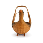 Vintage Handwoven Wicker Swan Basket - Reed and Rattan Design — image 6