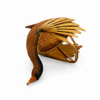 Vintage Handwoven Wicker Swan Basket - Reed and Rattan Design — image 8