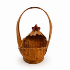 Vintage Chinese Wicker Rooster Basket, Handwoven Rattan, 1970s — image 5