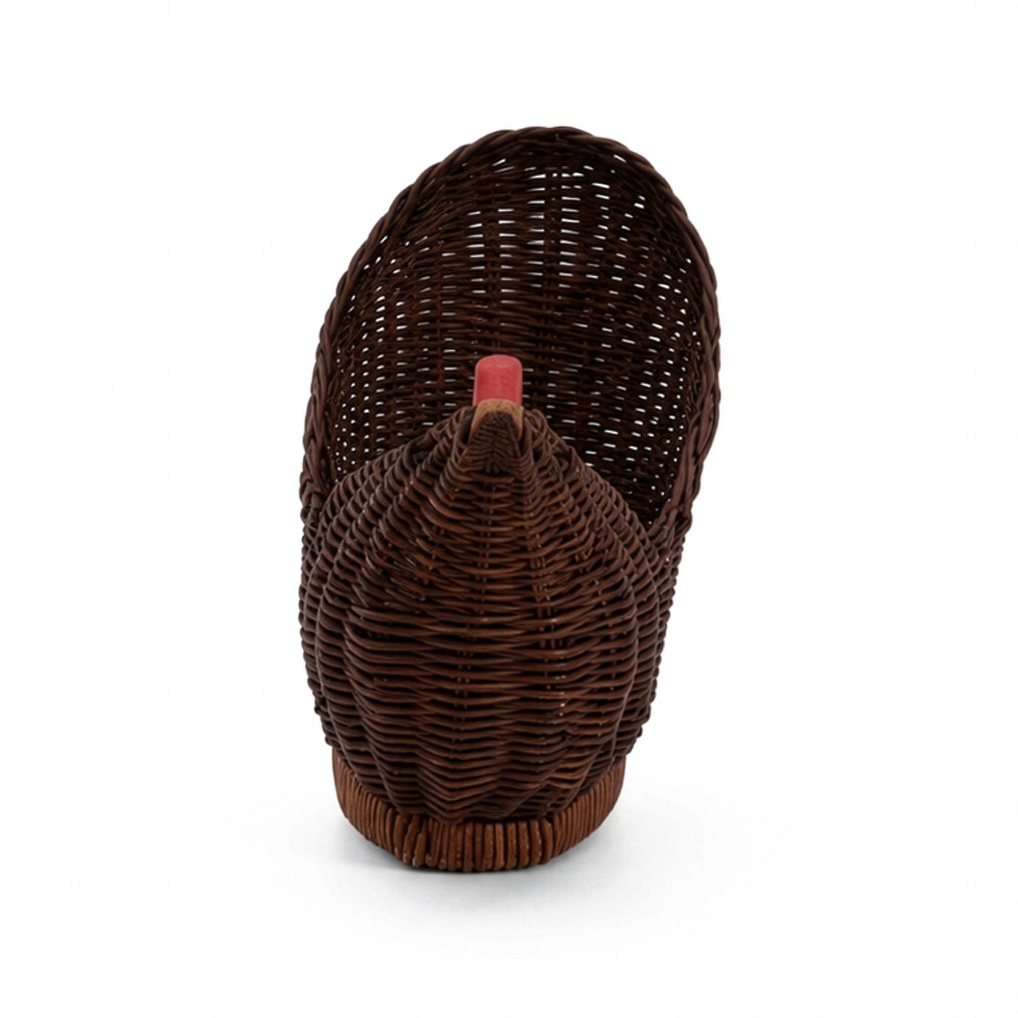 Vintage Chinese Wicker Hen Basket, Handwoven Rattan, 1970s — image 3