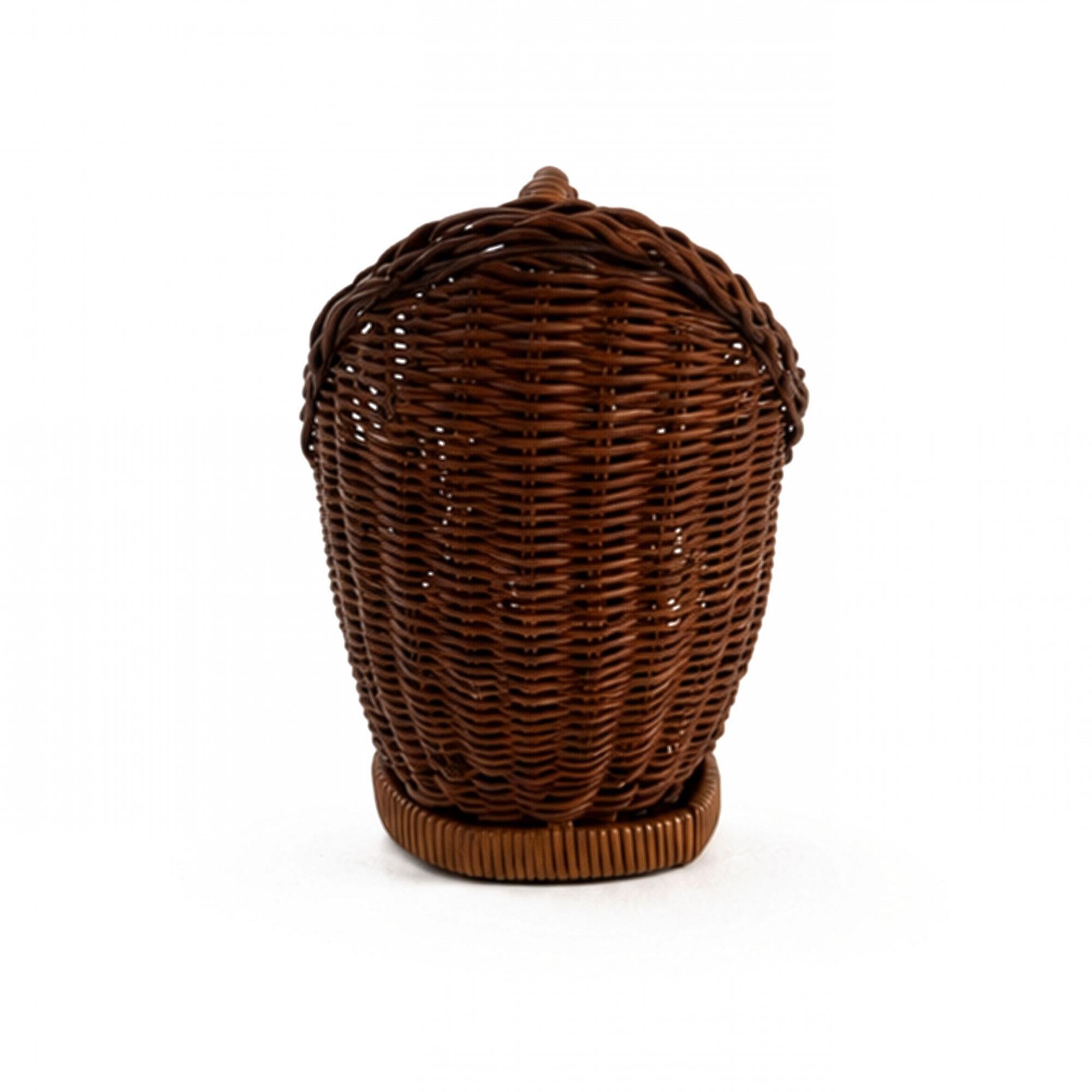 Vintage Chinese Wicker Hen Basket, Handwoven Rattan, 1970s — image 5