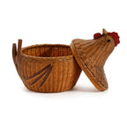 Vintage Chinese Wicker Hen Basket with Lid, Rattan and Bamboo, 1970s — image 6