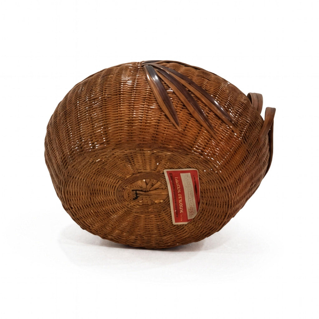 Vintage Chinese Wicker Hen Basket with Lid, Rattan and Bamboo, 1970s — image 8