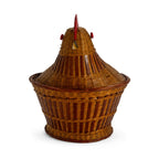 Vintage Chinese Wicker Hen Basket with Lid, Handwoven Rattan, 1970s — image 3