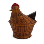 Vintage Chinese Wicker Hen Basket with Lid, Handwoven Rattan, 1970s — image 4