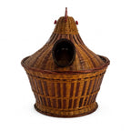 Vintage Chinese Wicker Hen Basket with Lid, Handwoven Rattan, 1970s — image 5