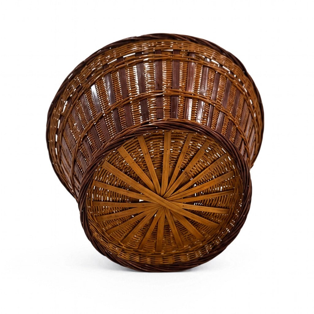 Vintage Chinese Wicker Hen Basket with Lid, Handwoven Rattan, 1970s — image 8