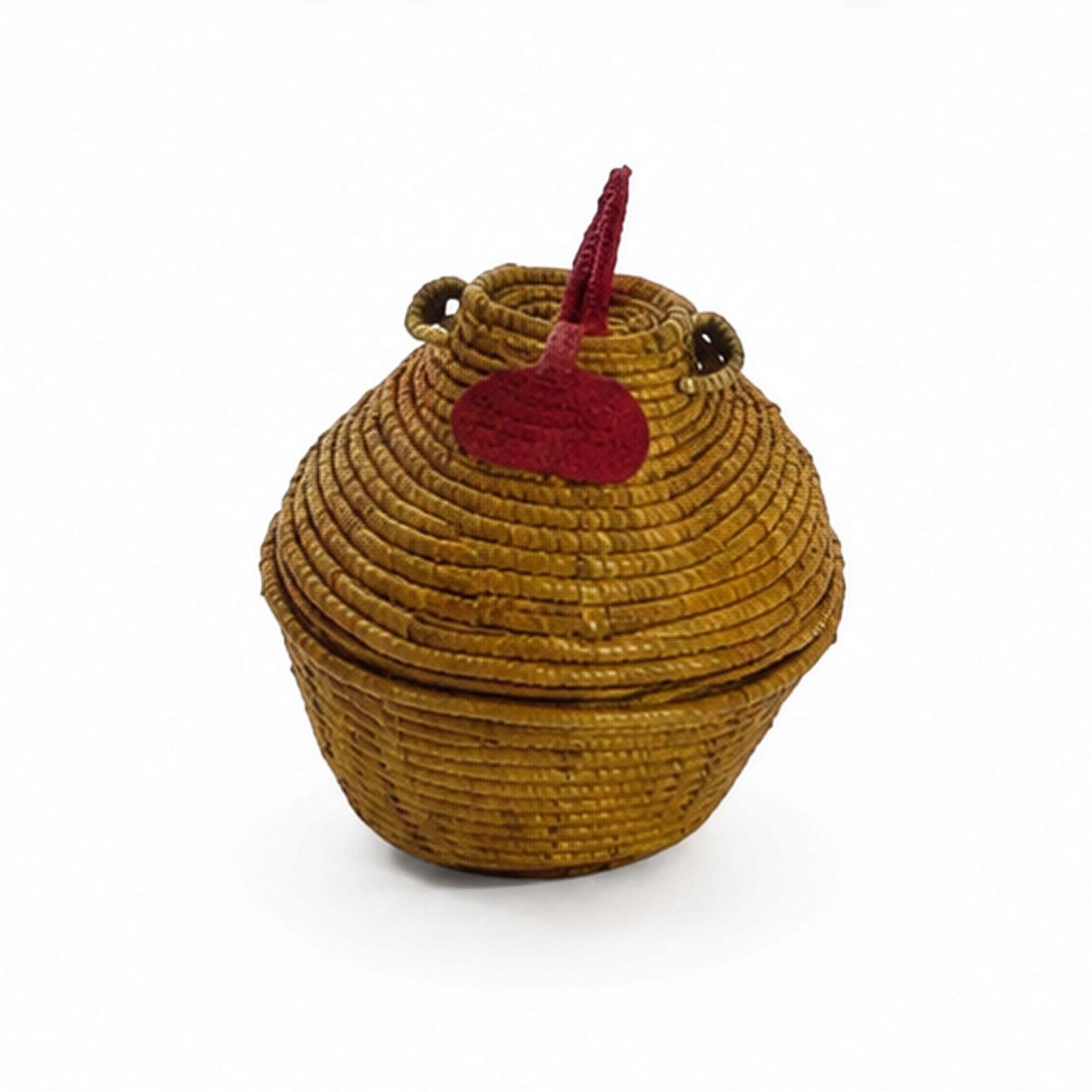 Vintage Chinese Wicker Hen Baskets, Handwoven Rattan, 1970s Folk Art — image 3