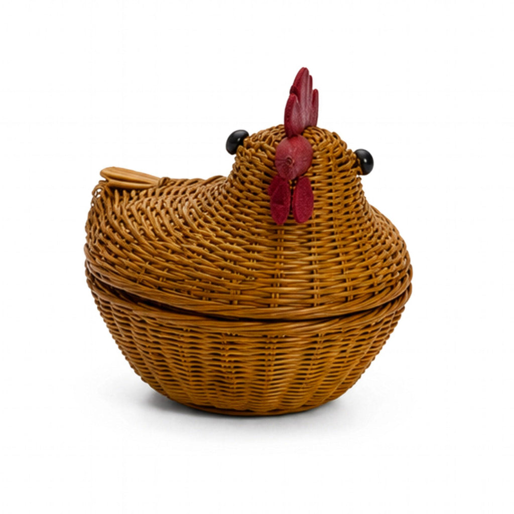 Vintage Chinese Wicker Hen Baskets, Handwoven Rattan, 1970s Folk Art — image 8