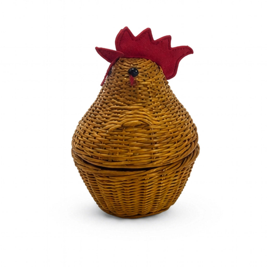 Vintage Chinese Wicker Hen Baskets, Handwoven Rattan, 1970s Folk Art — image 9