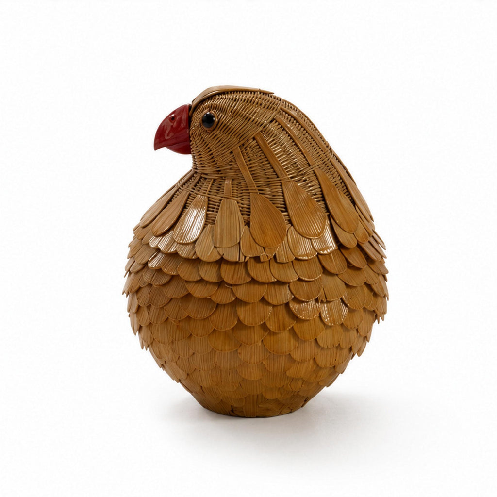Vintage Chinese Wicker Quail Basket, Handwoven Rattan & Bamboo, 1970s — image 3