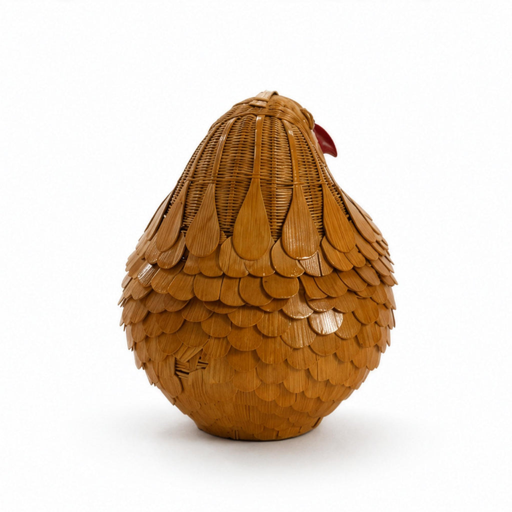 Vintage Chinese Wicker Quail Basket, Handwoven Rattan & Bamboo, 1970s — image 4