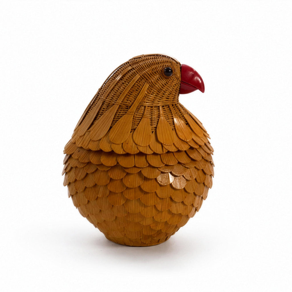 Vintage Chinese Wicker Quail Basket, Handwoven Rattan & Bamboo, 1970s — image 5