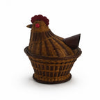 Vintage Chinese Wicker Hen Basket with Lid, Handwoven Rattan, 1970s — image 2