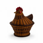 Vintage Chinese Wicker Hen Basket with Lid, Handwoven Rattan, 1970s — image 3