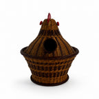 Vintage Chinese Wicker Hen Basket with Lid, Handwoven Rattan, 1970s — image 5