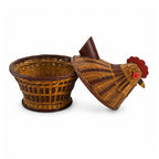 Vintage Chinese Wicker Hen Basket with Lid, Handwoven Rattan, 1970s — image 6