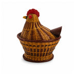 Vintage Chinese Wicker Hen Basket with Lid, Handwoven Rattan, 1970s — image 2