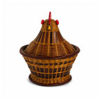 Vintage Chinese Wicker Hen Basket with Lid, Handwoven Rattan, 1970s — image 3