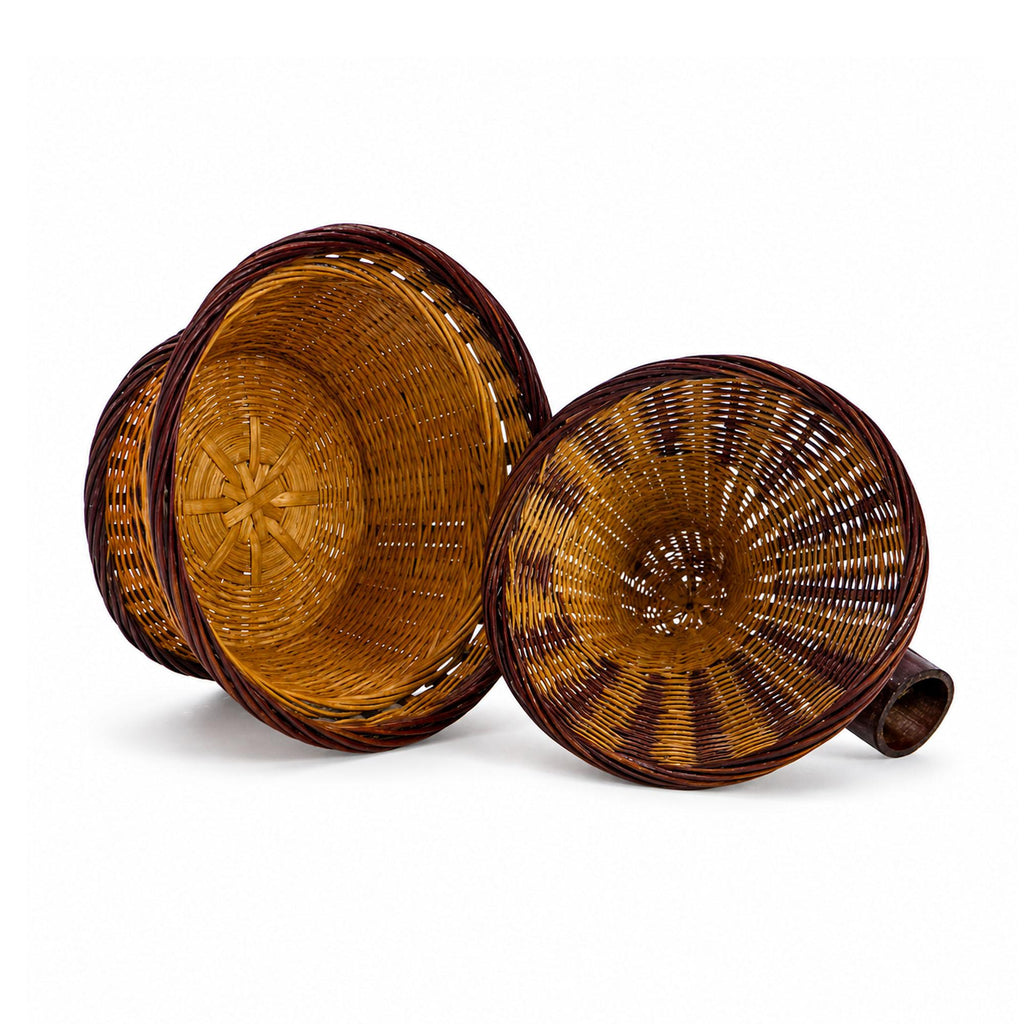 Vintage Chinese Wicker Hen Basket with Lid, Handwoven Rattan, 1970s — image 9