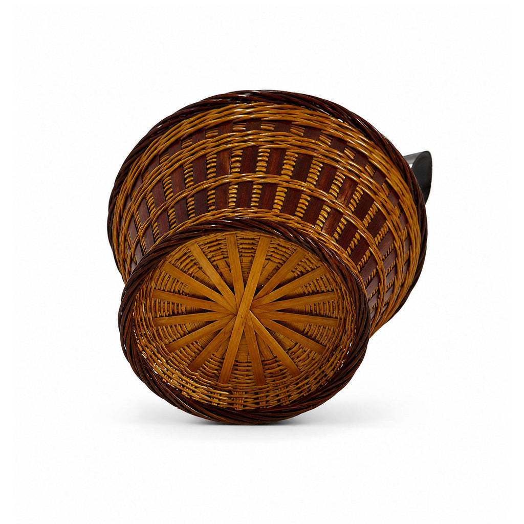 Vintage Chinese Wicker Hen Basket with Lid, Handwoven Rattan, 1970s — image 7
