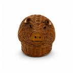 Vintage Chinese Wicker Pig and Bird Baskets, Rattan, Handwoven, 1970s — image 3