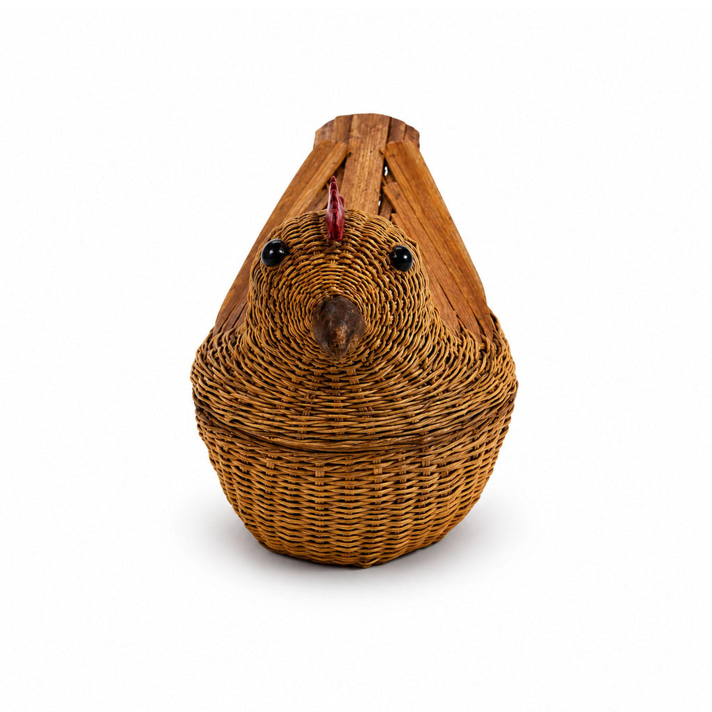 Vintage Chinese Wicker Pig and Bird Baskets, Rattan, Handwoven, 1970s — image 10