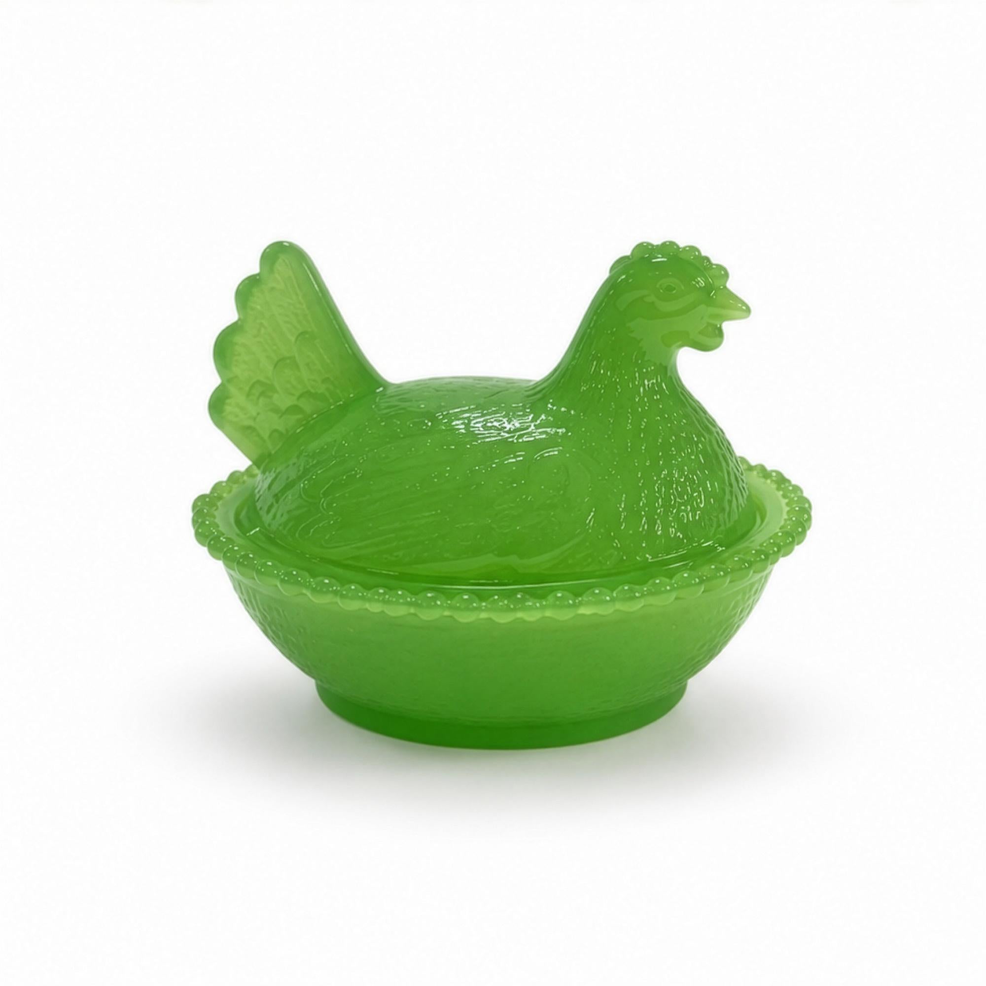 Jadeite Green Glass Hen on Nest Covered Dish, USA, 2020s — image 4