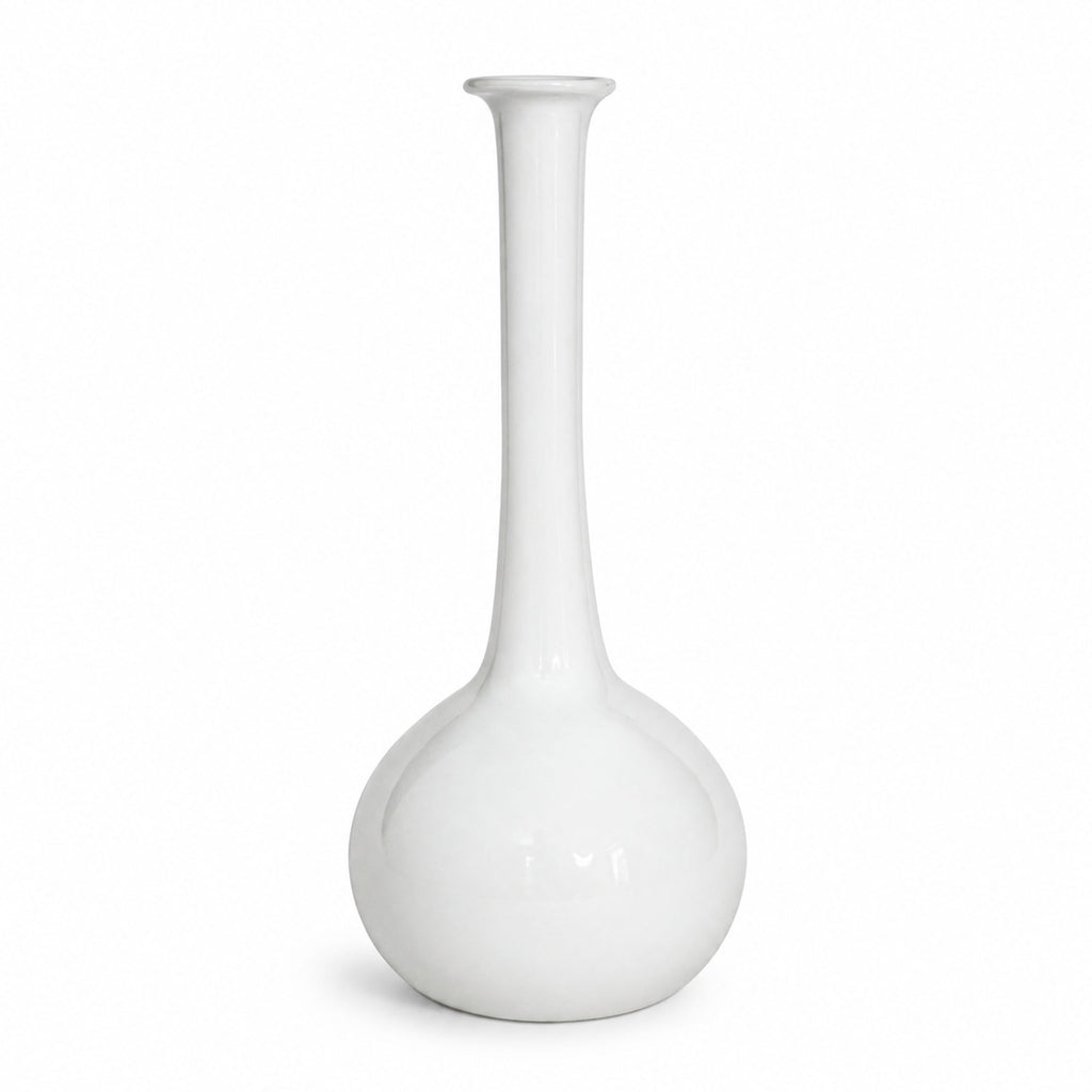 Vintage American White Glass Vase Collection, Set of 7