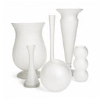 Vintage Frosted White Glass Vessel Group, Set of Five